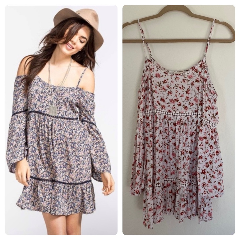 ASOS En Creme Cold Shoulder Boho Floral Mini Dress XS